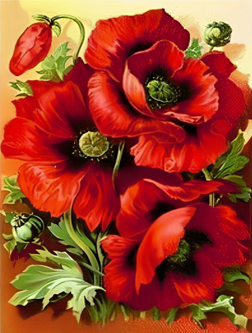 Three Red Poppies Diamond Painting