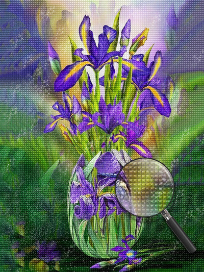 Purple Irises in Glass Vase 5D DIY Diamond Painting Kits