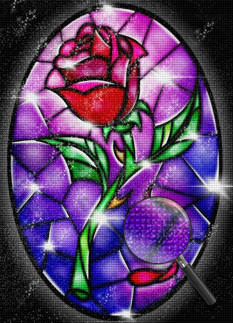 Red Rose Stained Glass 5D DIY Diamond Painting Kits