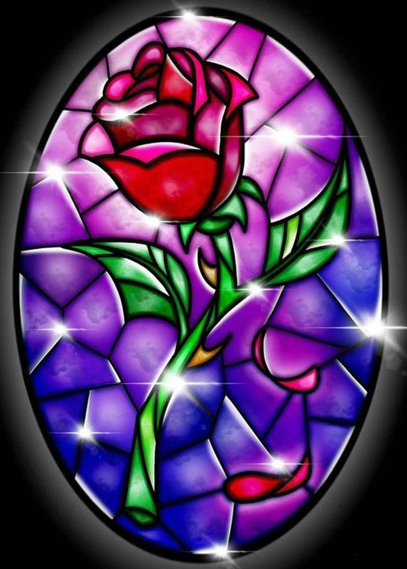 Red Rose Stained Glass 5D DIY Diamond Painting Kits