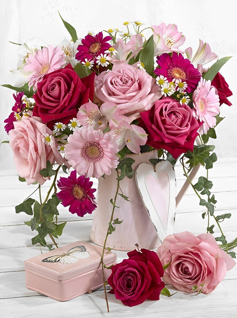 Pink Roses and Chrysanthemums Diamond Painting