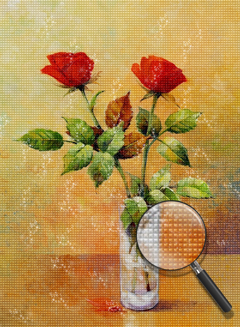 Two Roses in a Glass 5D DIY Diamond Painting Kits