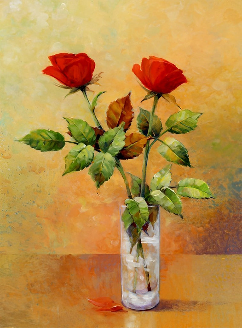 Two Roses in a Glass 5D DIY Diamond Painting Kits