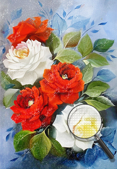Red and White Roses 5D DIY Diamond Painting Kits