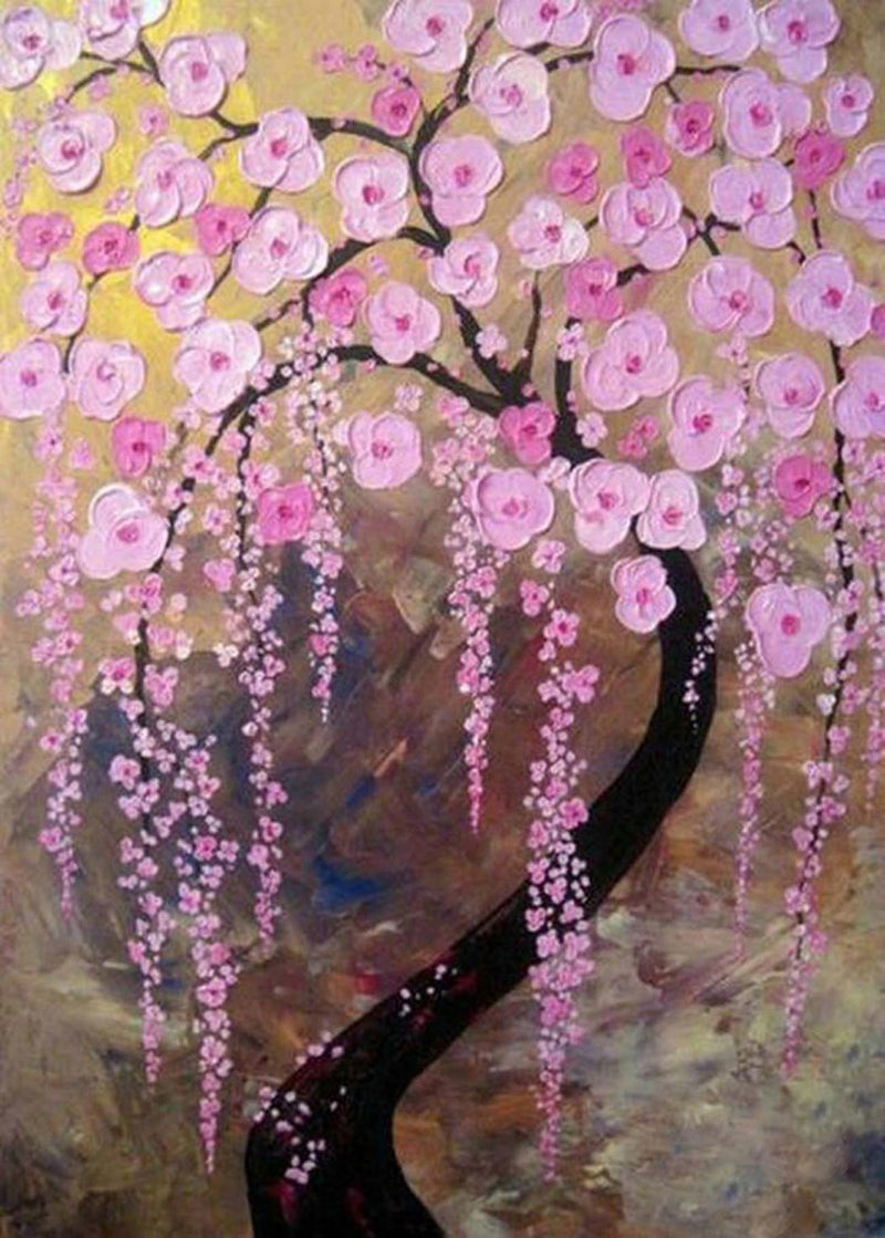 Tree of Pink Flowers Drawn Diamond Painting