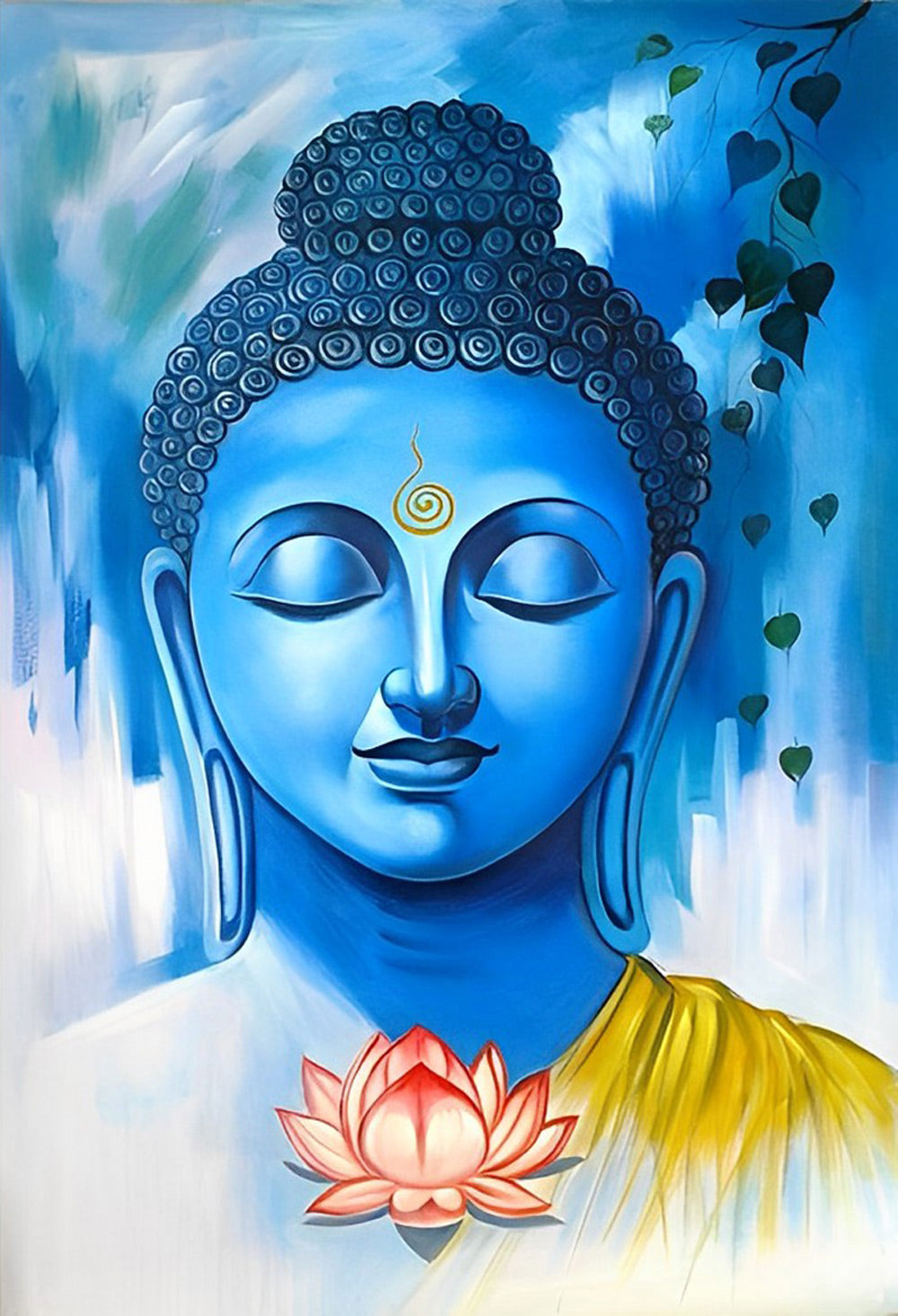 Lotus and Blue Buddhist Statue Diamond Painting