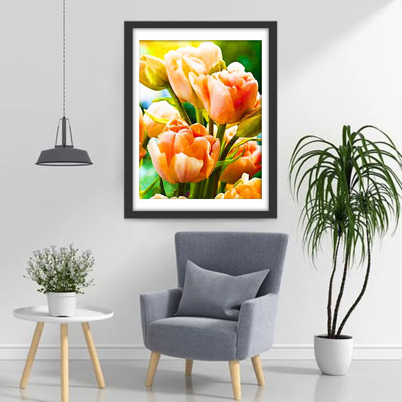 Beautiful Pink-Orange Tulip Diamond Painting