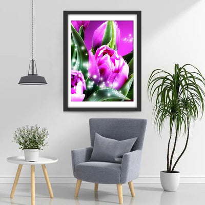 Purple Tulips and Firefly Diamond Painting