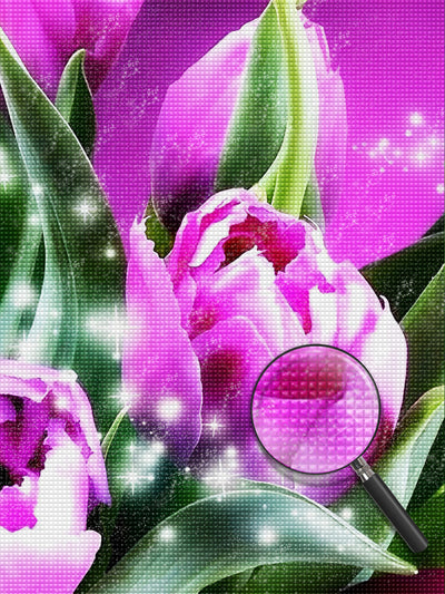 Purple Tulips and Firefly Diamond Painting