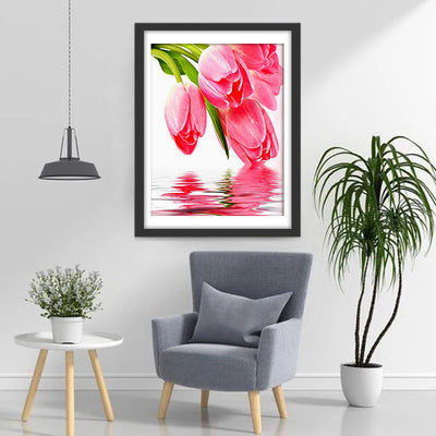 Pink Tulips and Water Diamond Painting