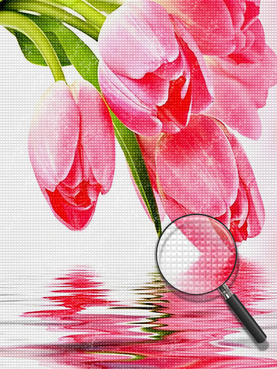 Pink Tulips and Water Diamond Painting
