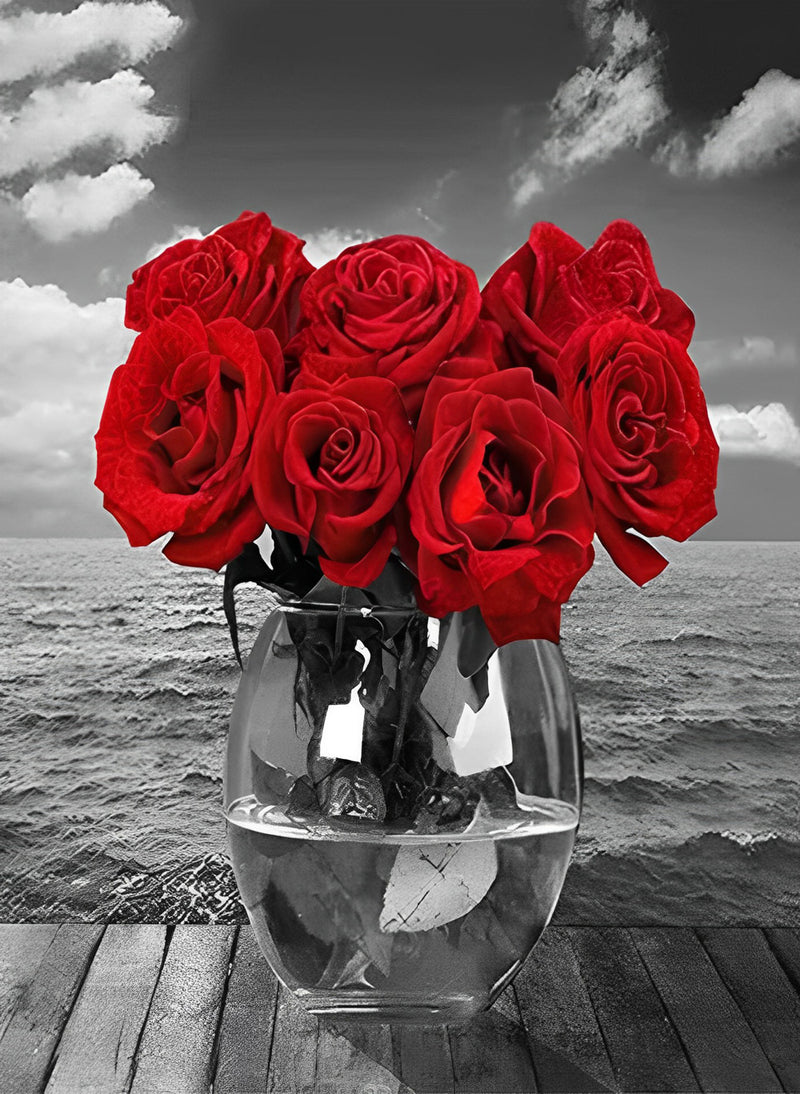 Red Roses and the Sea 5D DIY Diamond Painting Kits