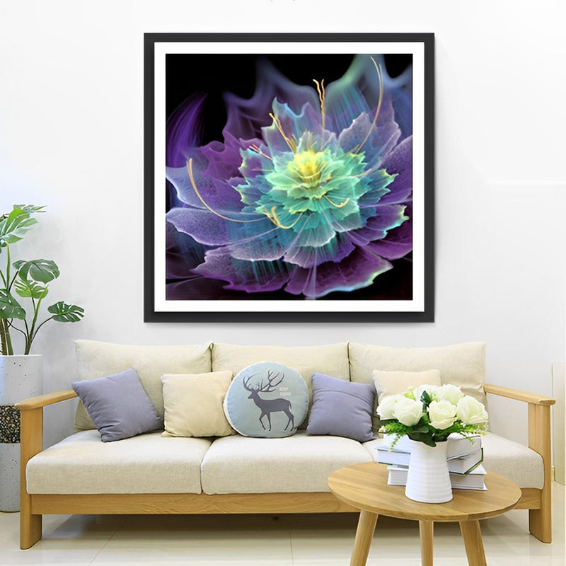 Fantastic Green and Purple Lotus Diamond Painting