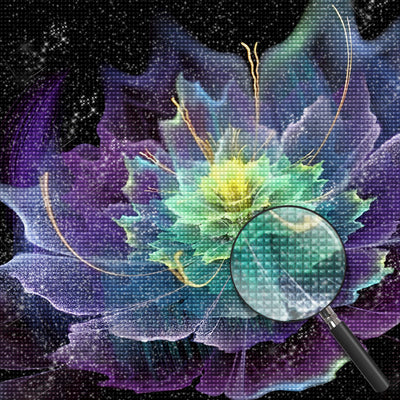 Fantastic Green and Purple Lotus Diamond Painting