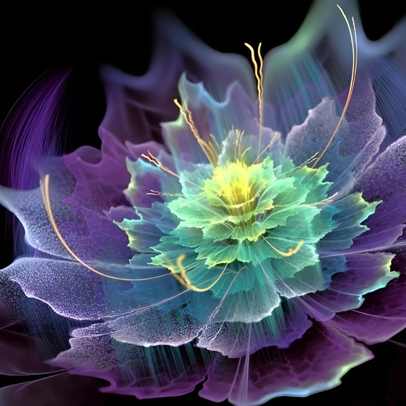 Fantastic Green and Purple Lotus Diamond Painting