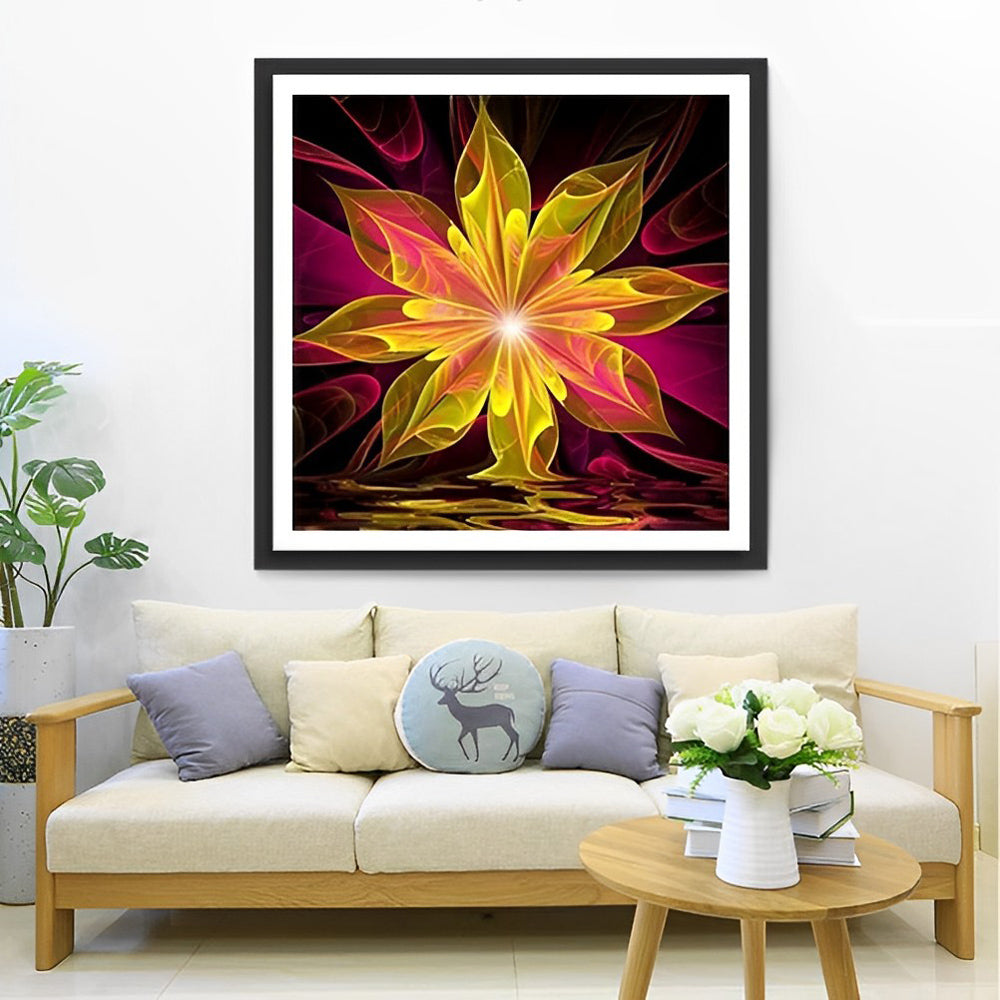 Golden Lotus Abstract Diamond Painting