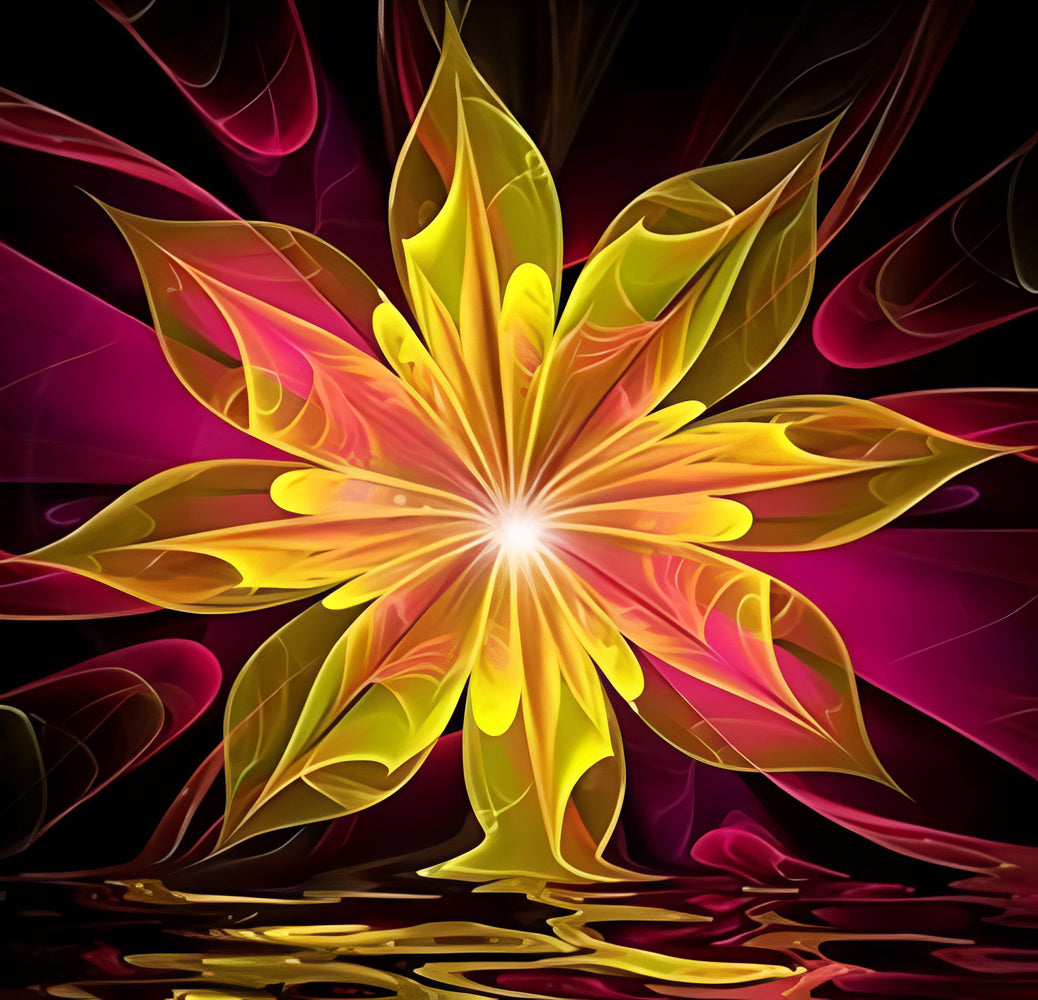 Golden Lotus Abstract Diamond Painting