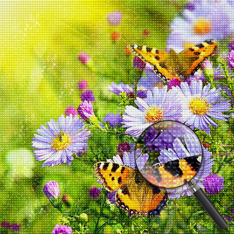 Purple Daisies and Butterflies 5D DIY Diamond Painting Kits