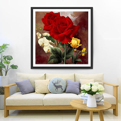 Red Roses and Small White and Yellow Roses 5D DIY Diamond Painting Kits