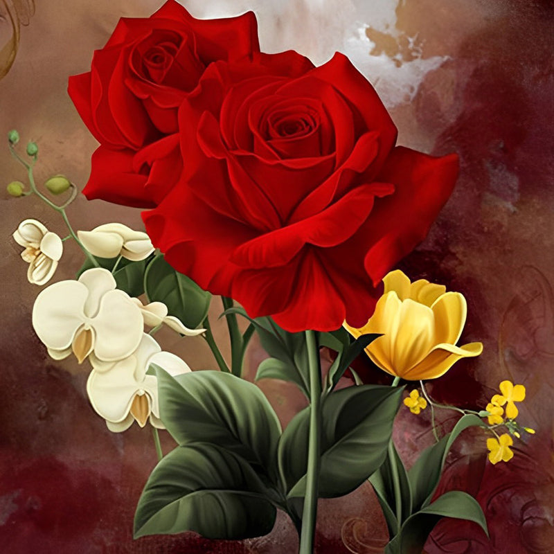 Red Roses and Small White and Yellow Roses 5D DIY Diamond Painting Kits