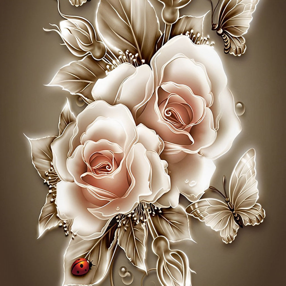 Roses and Butterflies Diamond Painting