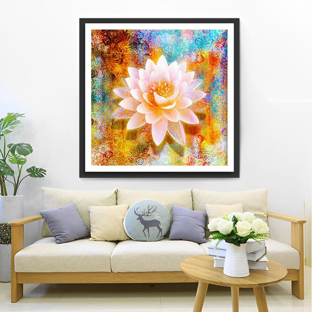 Pink Lotus Drawn Diamond Painting