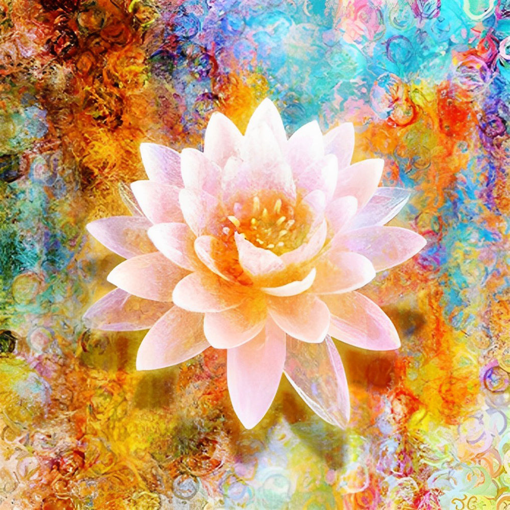 Pink Lotus Drawn Diamond Painting
