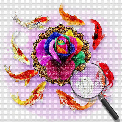 Colorful Rose and Koi Carp 5D DIY Diamond Painting Kits