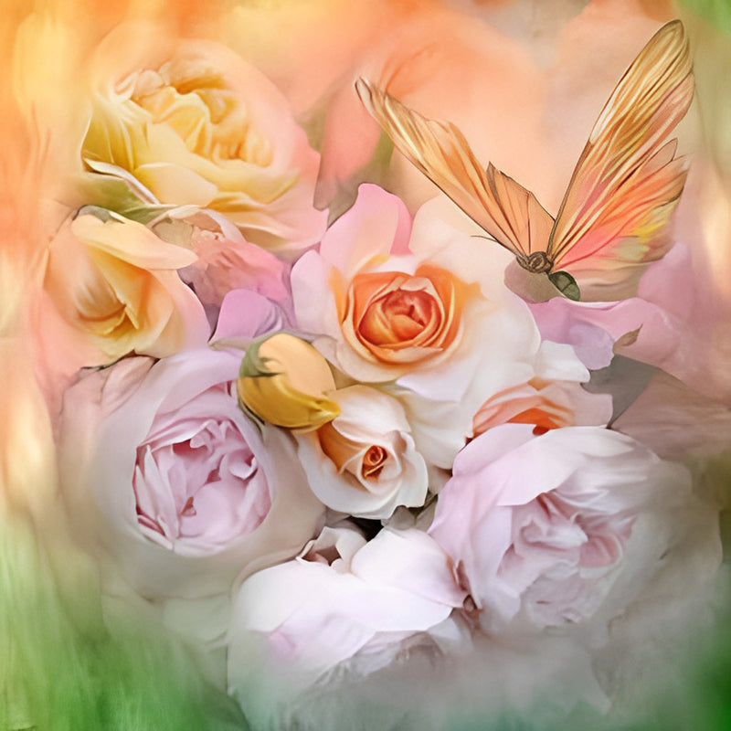 Beautiful Roses and Butterfly 5D DIY Diamond Painting Kits