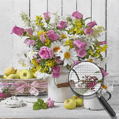 Roses and Small White Chrysanthemums 5D DIY Diamond Painting Kits