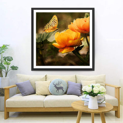 Lotus Orange and Orange Butterfly 5D DIY Diamond Painting Kits