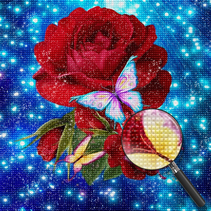 Red Roses and Colorful Butterflies 5D DIY Diamond Painting Kits