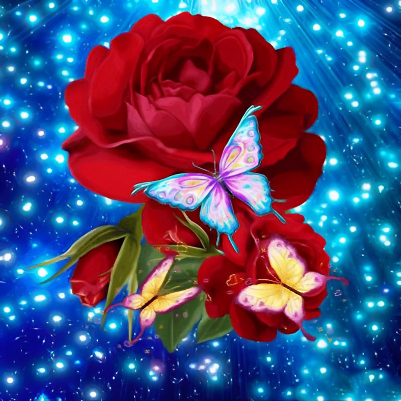 Red Roses and Colorful Butterflies 5D DIY Diamond Painting Kits