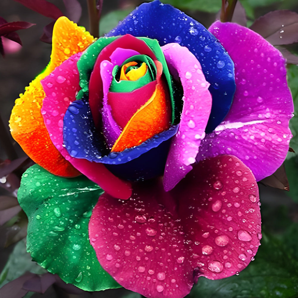 Colorful Rose with Dews Diamond Painting