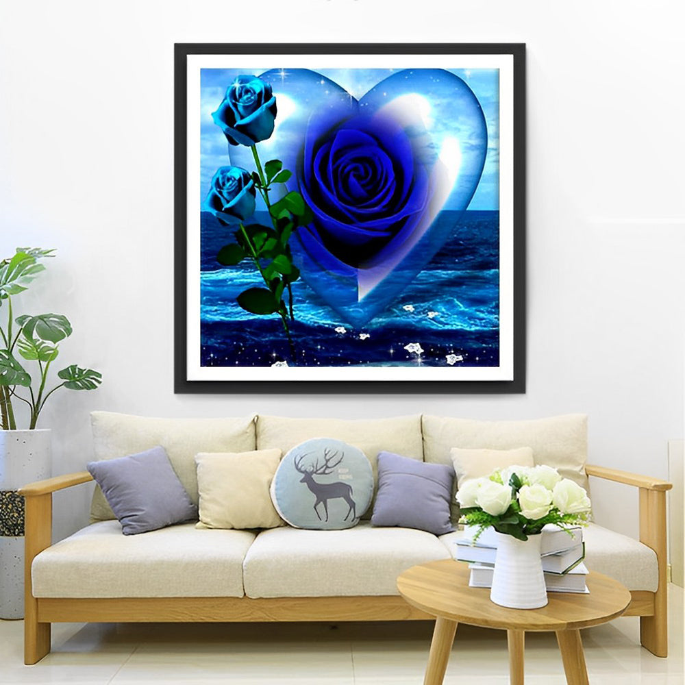Blue Roses and Heart Diamond Painting