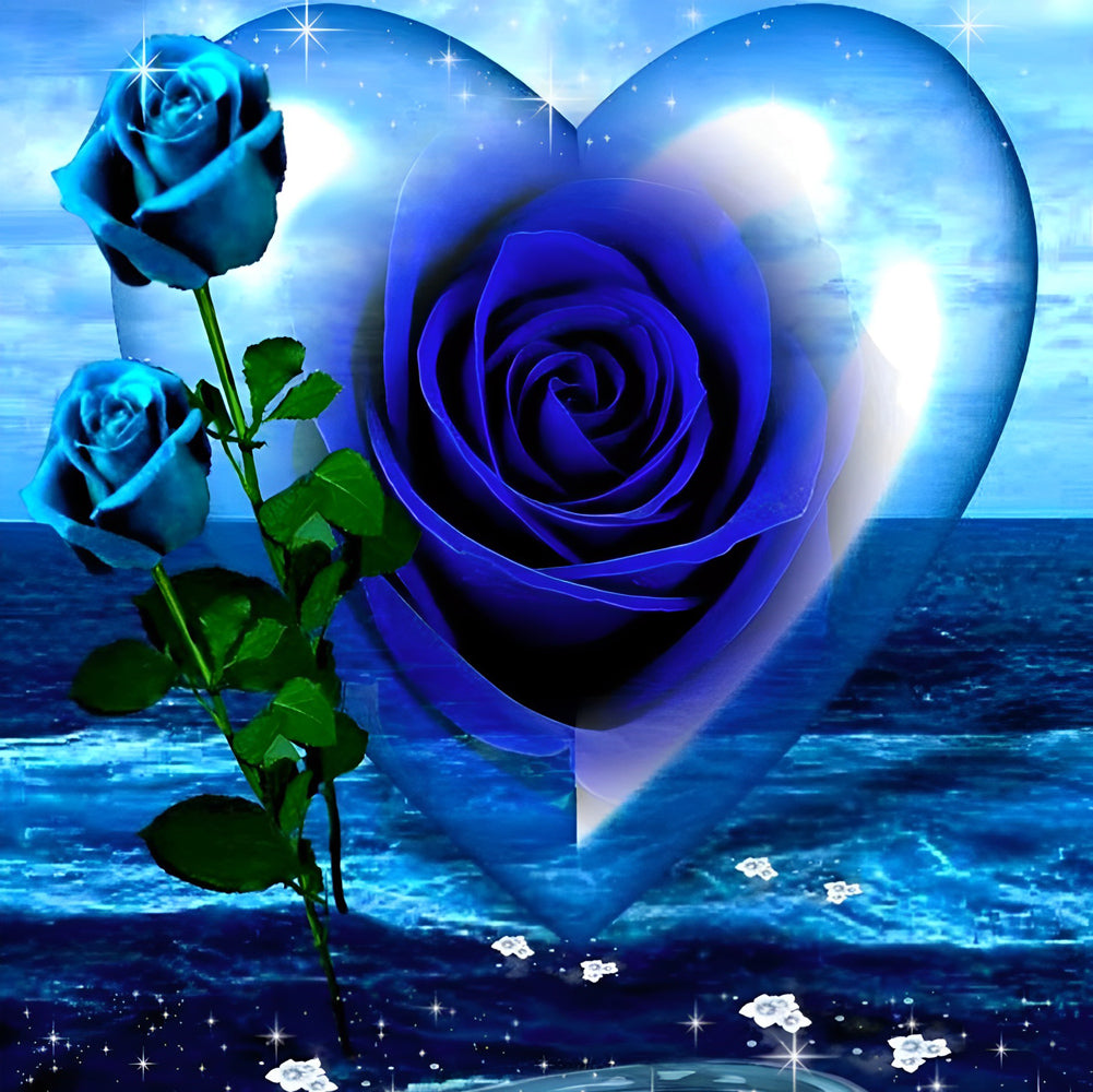 Blue Roses and Heart Diamond Painting