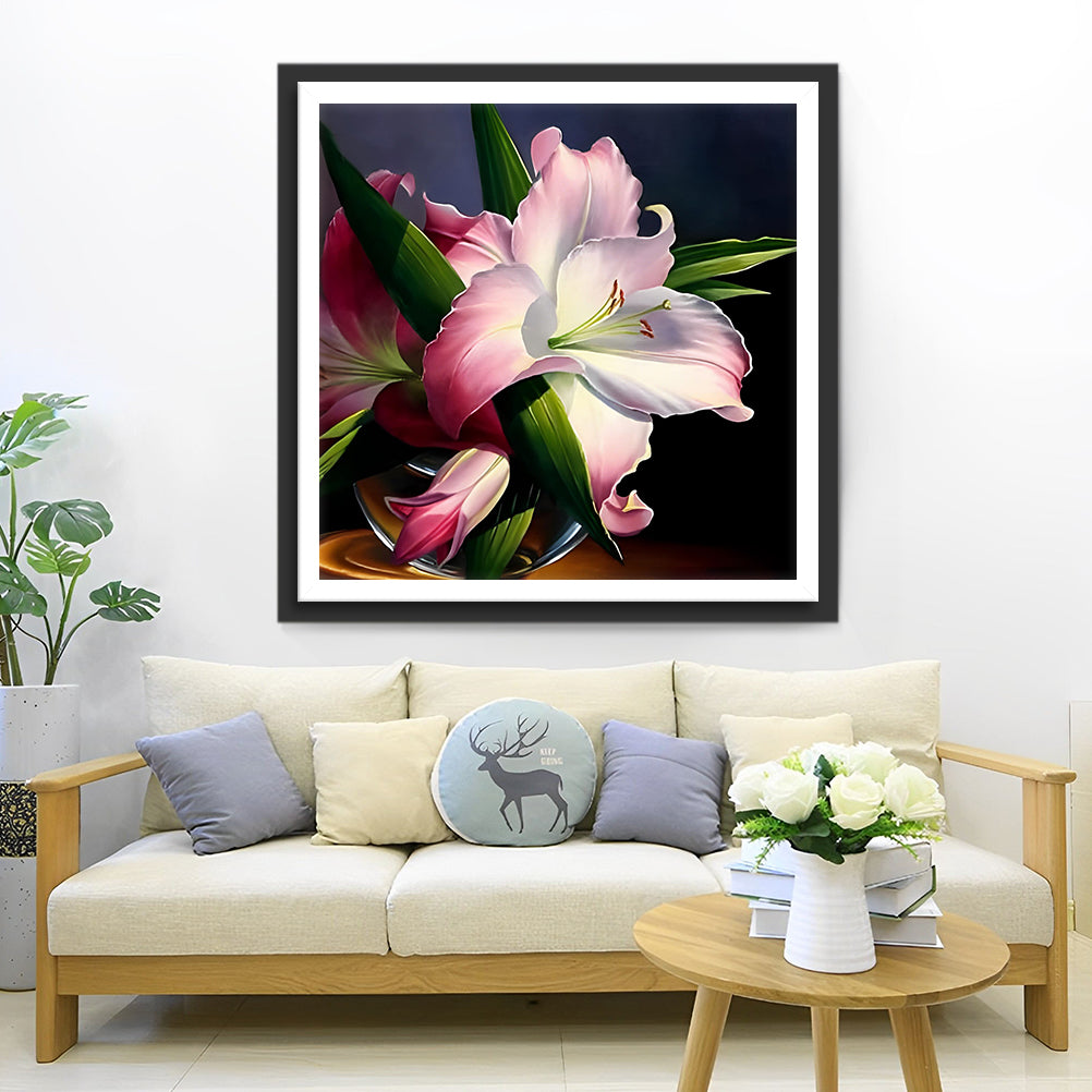 Beautiful Blue and White Lily Diamond Painting