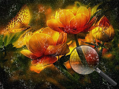 Lotus Orange and Luminous Butterfly Diamond Painting