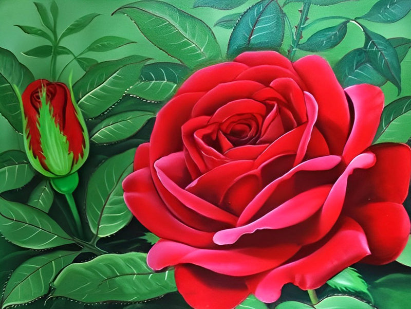 Red Rose and Button 5D DIY Diamond Painting Kits