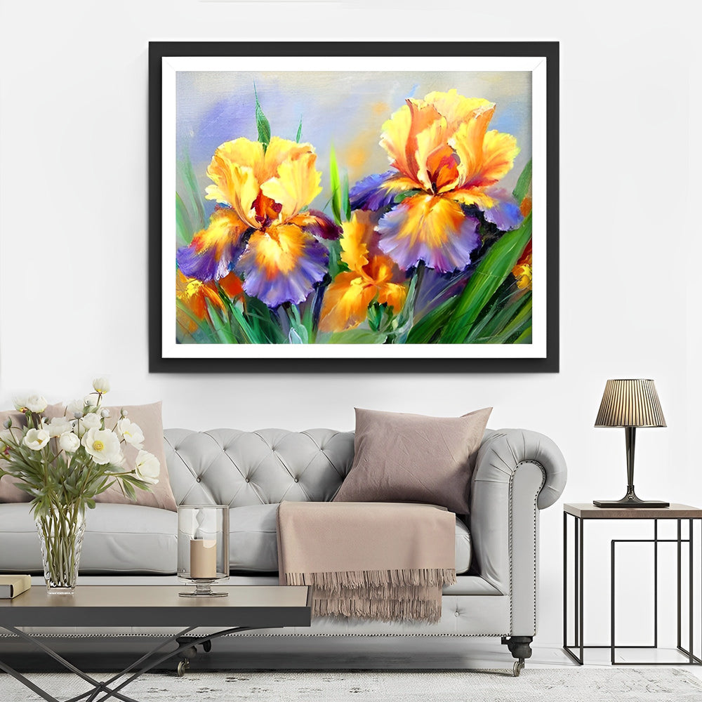 Yellow and Purple Irises Diamond Painting