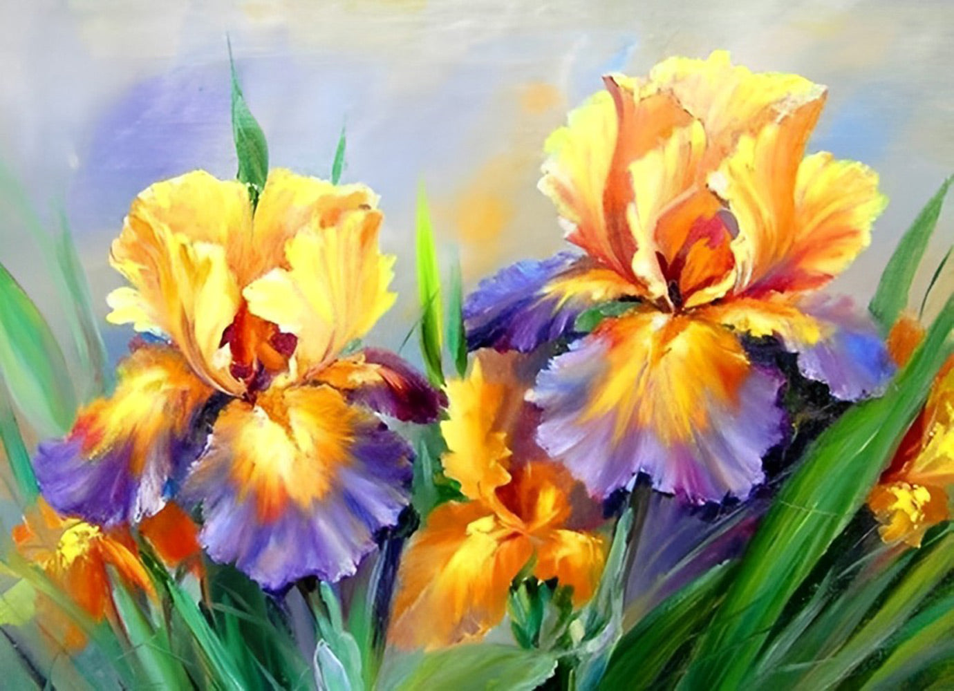 Yellow and Purple Irises Diamond Painting
