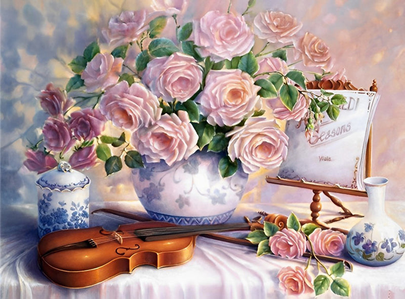 Roses and Violin 5D DIY Diamond Painting Kits