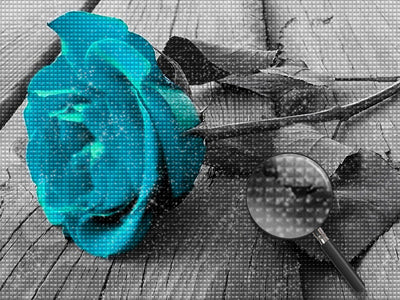 Blue Rose on Wood 5D DIY Diamond Painting Kits