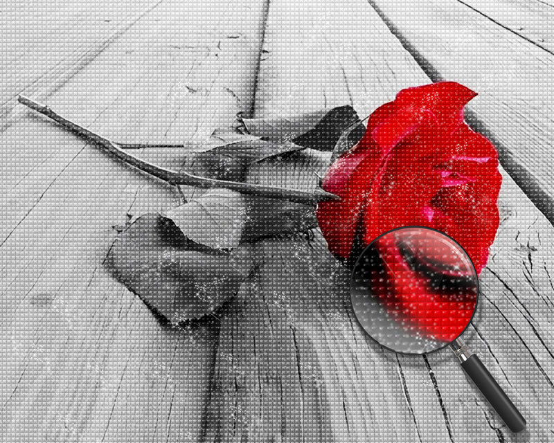 Red Rose on Wood 5D DIY Diamond Painting Kits