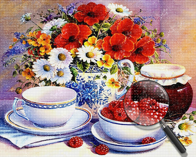 Beautiful Flowers and Raspberries Diamond Painting