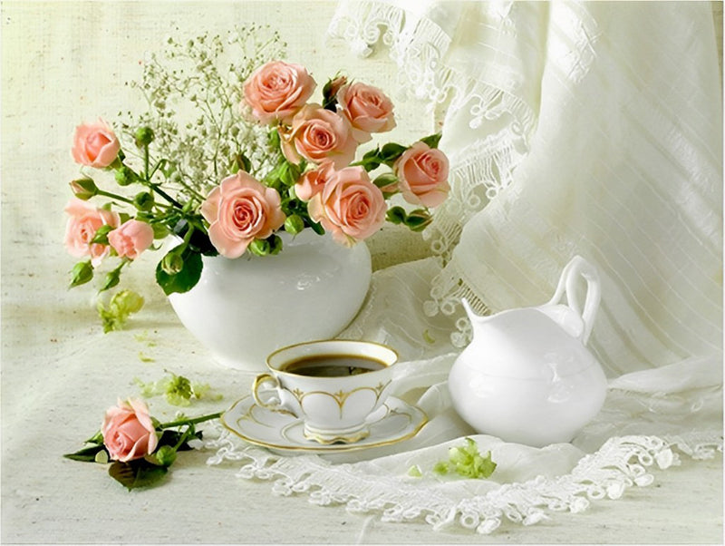 Roses and Tea 5D DIY Diamond Painting Kits