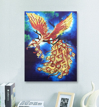 Golden Peacock Special Shaped Drills Fly Diamond Painting