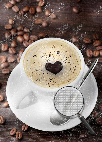 A Cup of Coffee and Heart Diamond Painting