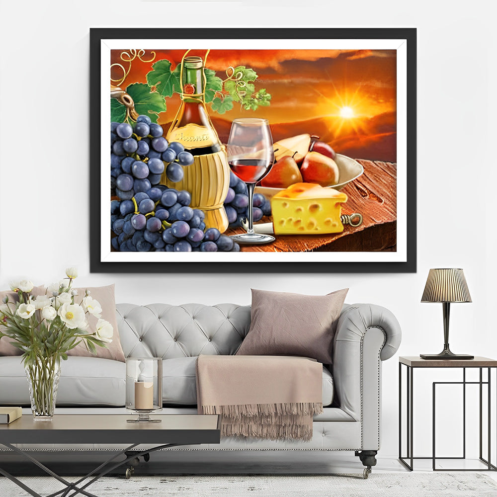Wine, Cheese and Fruit Diamond Painting