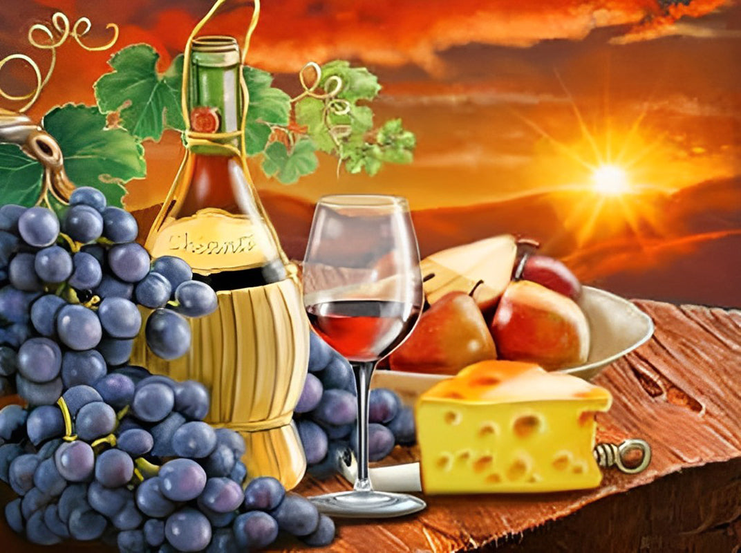 Wine, Cheese and Fruit Diamond Painting